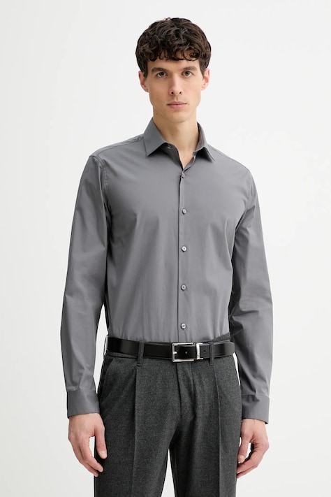 Calvin Klein koszula męska kolor szary slim z kołnierzykiem klasycznym LV019EU037