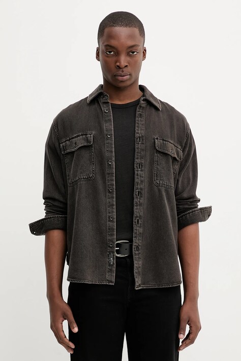 Rag & Bone koszula jeansowa męska kolor brązowy regular z kołnierzykiem klasycznym RX0825FSUBB