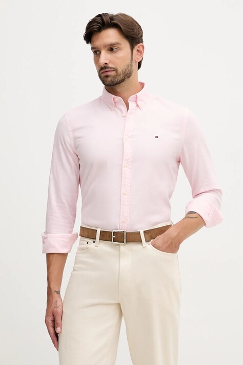 Tommy Hilfiger camicia uomo colore rosa  MW0MW40458