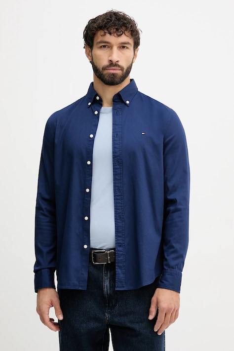 Tommy Hilfiger koszula męska kolor granatowy slim z kołnierzykiem button-down MW0MW40458