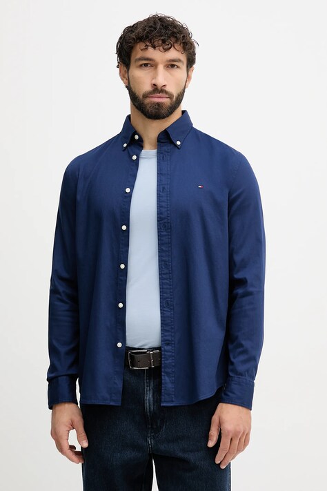 Сорочка Tommy Hilfiger колір синій slim комір button-down MW0MW40458