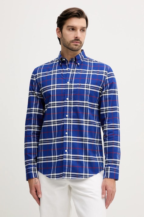 Tommy Hilfiger koszula bawełniana męska kolor niebieski regular z kołnierzykiem klasycznym MW0MW40894