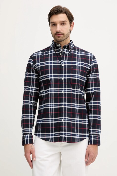 Tommy Hilfiger koszula bawełniana męska kolor granatowy regular z kołnierzykiem klasycznym MW0MW40894