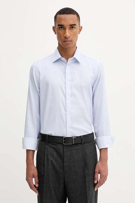 Košile Calvin Klein pánská, modrá barva, slim, s klasickým límcem, LV019EU068