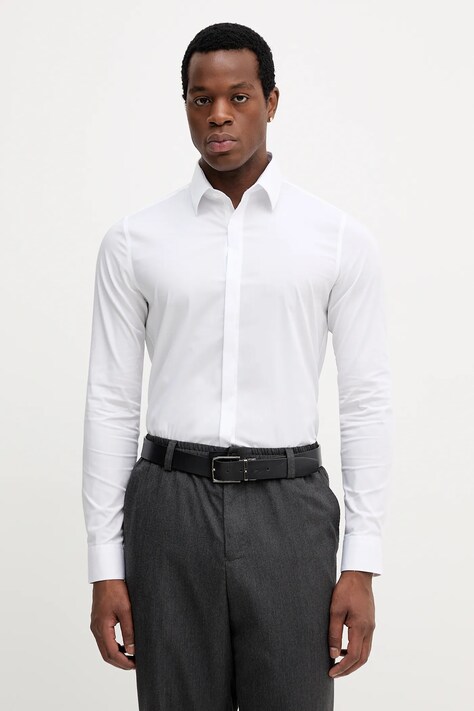 Рубашка Calvin Klein цвет белый slim классический воротник LV019EU060