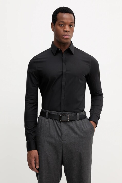 Сорочка Calvin Klein колір чорний slim класичний комір LV019EU060