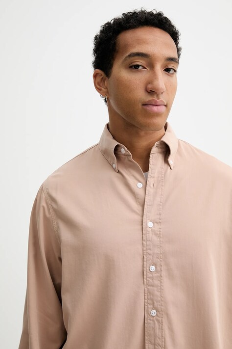 Filippa K koszula męska kolor beżowy relaxed z kołnierzykiem button-down 31468