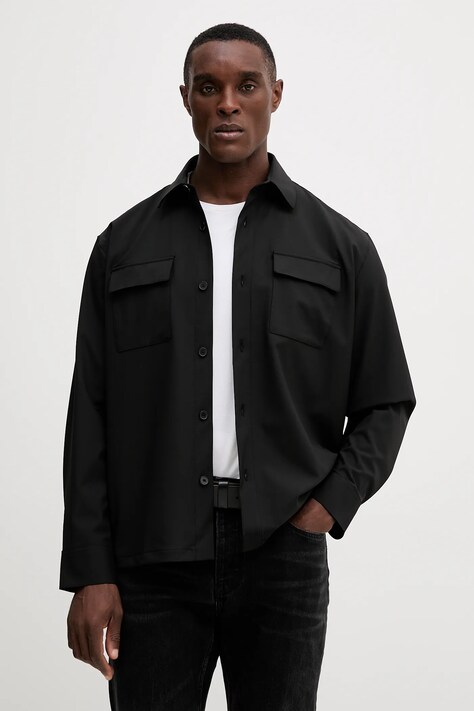 Karl Lagerfeld cămașă culoarea negru, regular, 554037.605975
