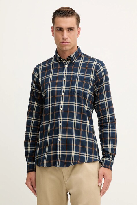 Barbour koszula bawełniana CROSSFELL męska kolor niebieski regular z kołnierzykiem button-down MSH4995