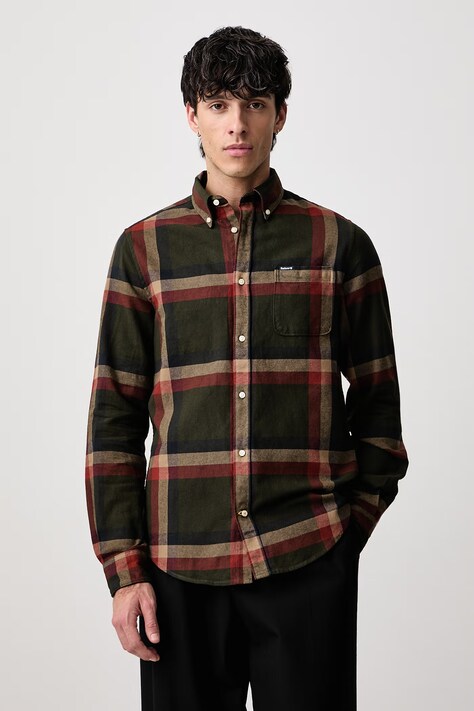 Barbour Koszula męska bawełniana FOLLEY zielona w kratkę MSH5364