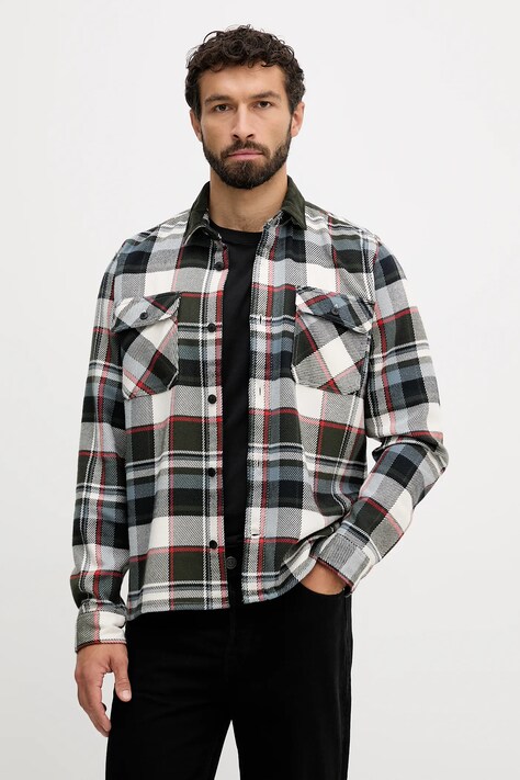 Barbour koszula bawełniana GRASMOOR męska kolor zielony relaxed z kołnierzykiem klasycznym MSH5646