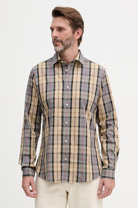 Barbour koszula męska bawełniana KENTON beżowa w kratkę MSH5689