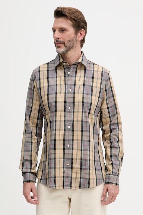 Barbour koszula męska bawełniana KENTON beżowa w kratkę MSH5689