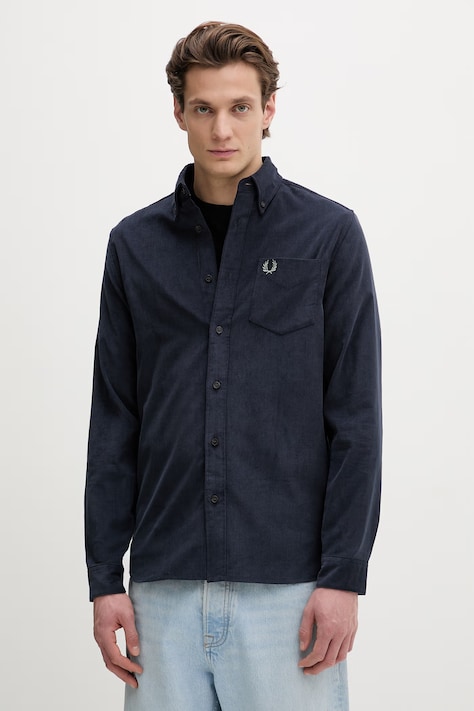 Fred Perry koszula bawełniana męska kolor granatowy regular z kołnierzykiem button-down M1737