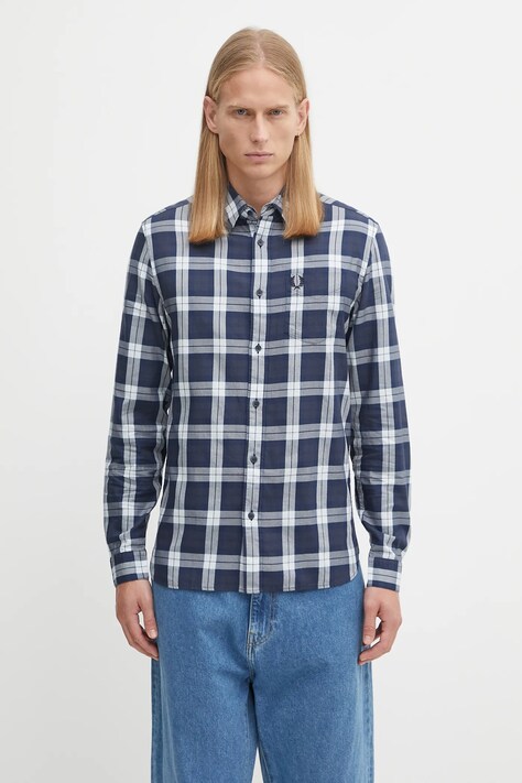 Fred Perry koszula bawełniana męska kolor granatowy regular z kołnierzykiem klasycznym M1742
