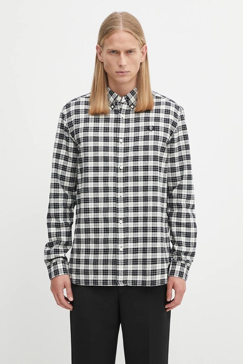 Fred Perry koszula bawełniana męska kolor beżowy regular z kołnierzykiem button-down M1743