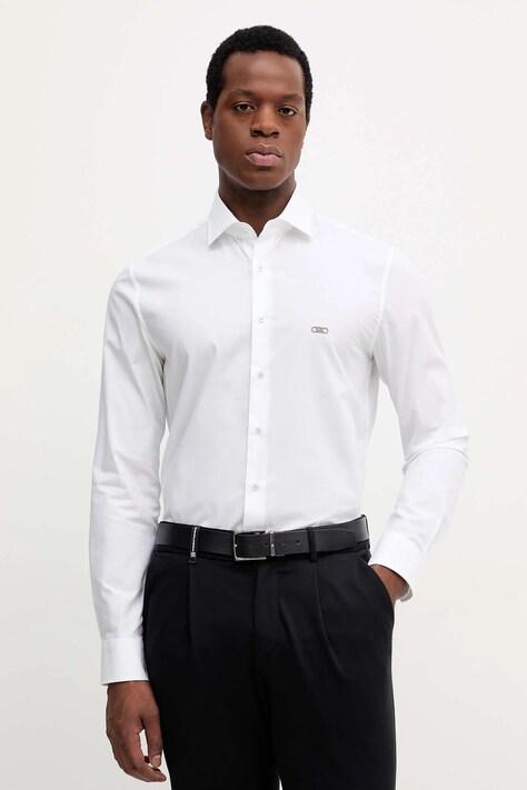 Košile Michael Kors pánská, bílá barva, slim, s italským límcem, MK0DS01288