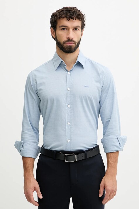 BOSS Orange koszula męska kolor niebieski regular z kołnierzykiem klasycznym 50548959