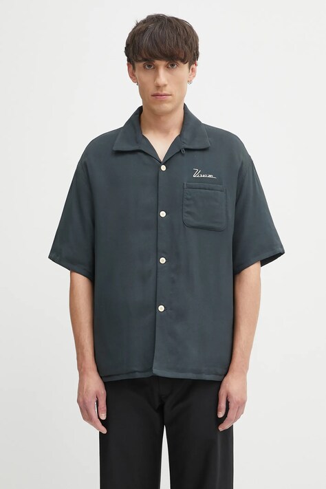 Visvim koszula grayson down męska kolor czarny regular z kołnierzykiem klasycznym 125105011010