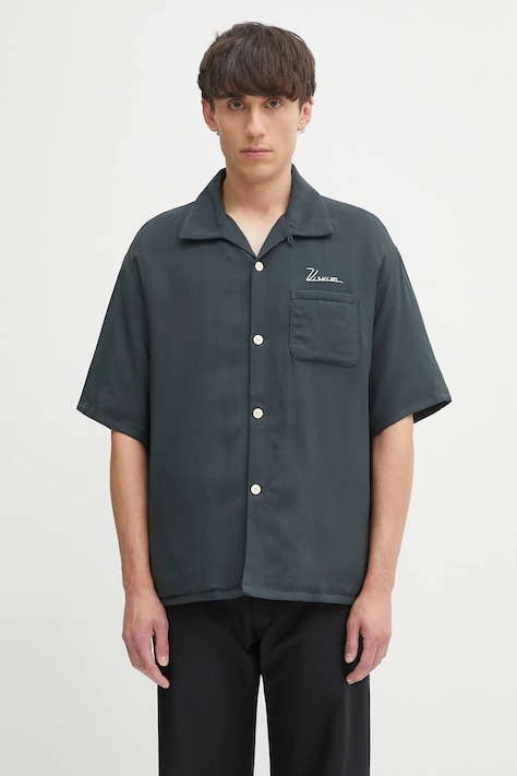 Visvim koszula grayson down męska kolor czarny regular z kołnierzykiem klasycznym 125105011010