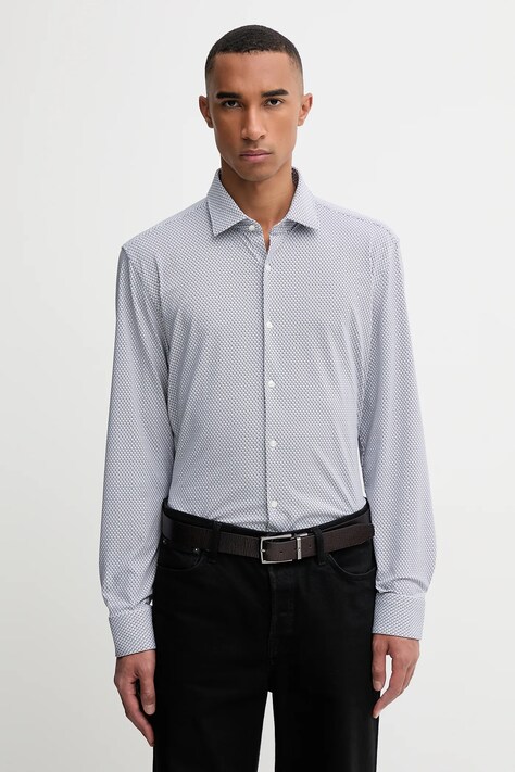 HUGO cămașă culoarea alb, cu guler clasic, slim, 50550524
