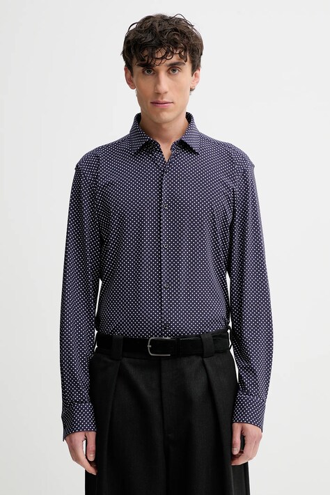 HUGO cămașă culoarea bleumarin, cu guler clasic, slim, 50550524