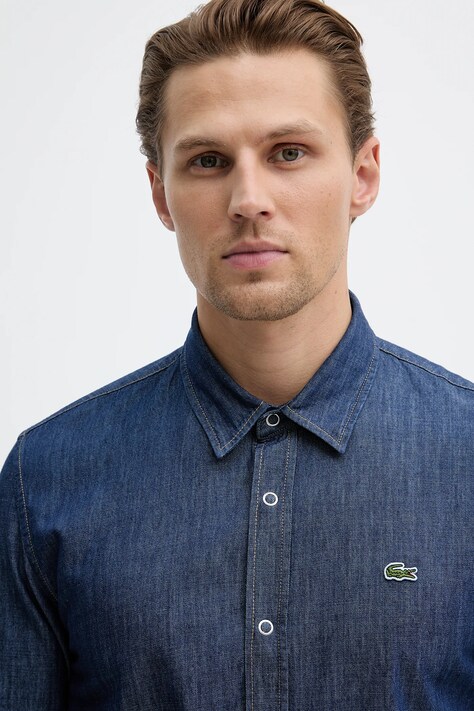 Джинсова бавовняна сорочка Lacoste — фото 4