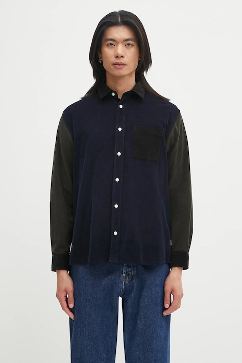 Barbour corduroy shirt Patchwork OS Cord Shirt navy blue color regular MSH5688MI32