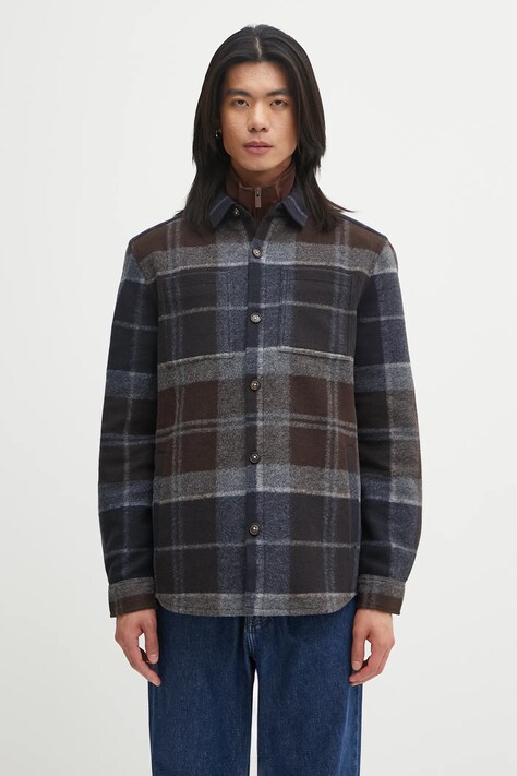 Barbour kurtka Chapter Tailored Check Overshirt kolor granatowy przejściowa MOS0400TN38