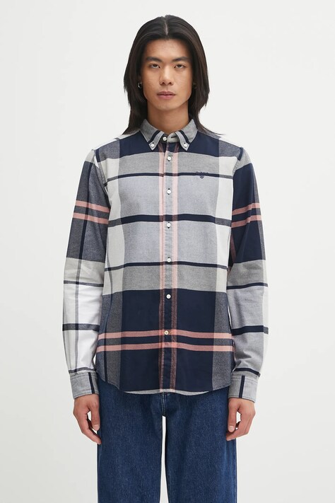Barbour koszula bawełniana Iceloch Tailored Tartan Shirt męska kolor granatowy regular z kołnierzykiem button-down MSH4994TN42