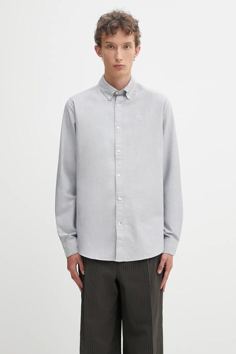 Barbour koszula bawełniana Oxtown Tailored Shirt męska kolor szary slim z kołnierzykiem button-down MSH5301BU43