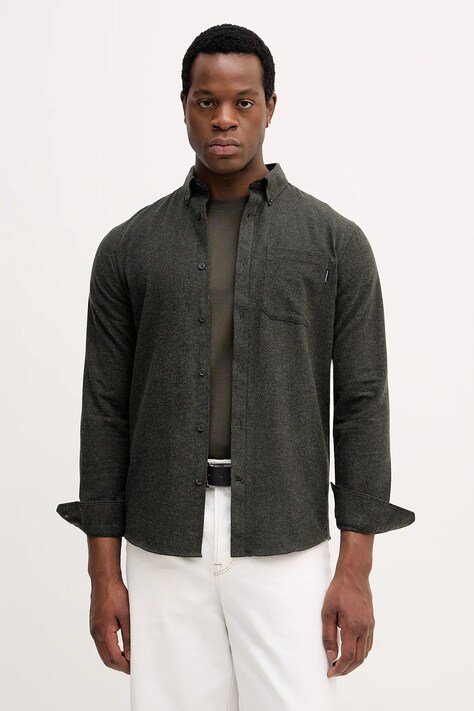 Lindbergh koszula bawełniana męska kolor zielony regular z kołnierzykiem klasycznym 30.225050