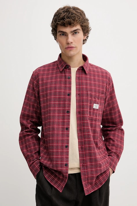 Bavlnená košeľa Guess Jeans červená farba, regular, s klasickým golierom, M5BH16 WGMH1