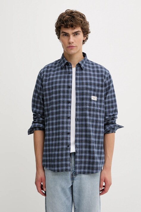Guess Jeans koszula bawełniana męska kolor niebieski regular z kołnierzykiem klasycznym M5BH16 WGMH1