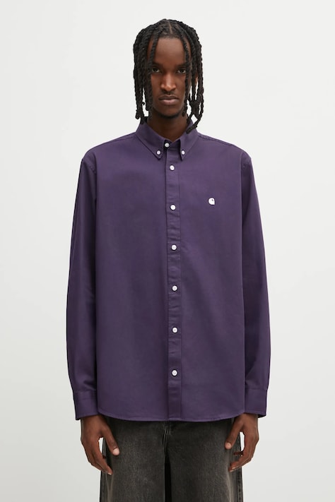 Carhartt WIP cotton shirt L/S Madison Shirt violet color regular I023339.39FXX