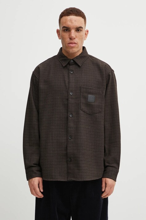 Košile s příměsí vlny Carhartt WIP L/S Lowis Shirt hnědá barva, relaxed, I035328.35MXX