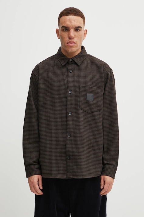 Košile s příměsí vlny Carhartt WIP L/S Lowis Shirt hnědá barva, relaxed, I035328.35MXX