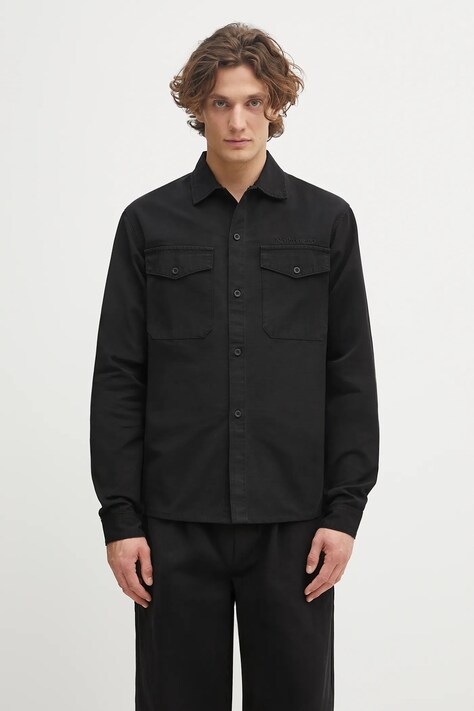 No Problemo koszula bawełniana Mini Problemo Work Shirt męska kolor czarny regular z kołnierzykiem klasycznym NP4011504