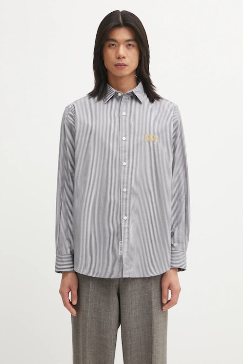 Aries pamut ing Stripe Poplin Classic galléros, szürke, regular, AR4010104