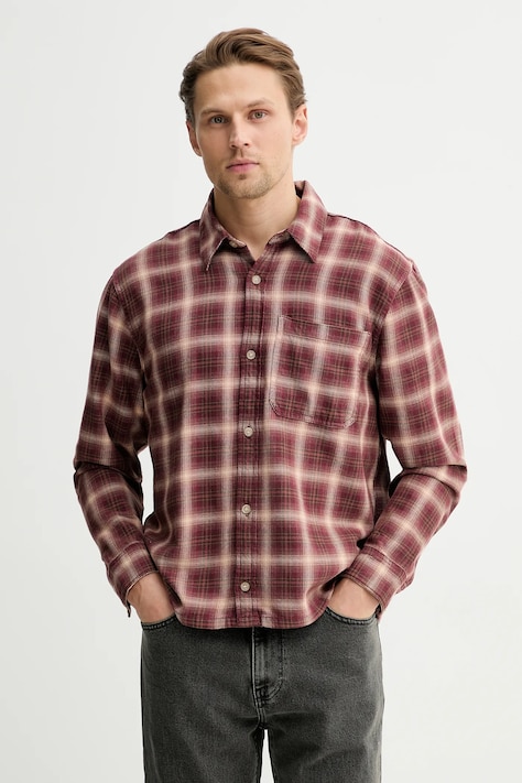 Hollister Co. koszula bawełniana męska kolor bordowy regular z kołnierzykiem klasycznym KI325-5248-518