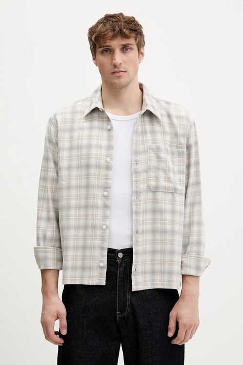 Hollister Co. koszula bawełniana męska kolor beżowy relaxed z kołnierzykiem klasycznym KI325-5249-108