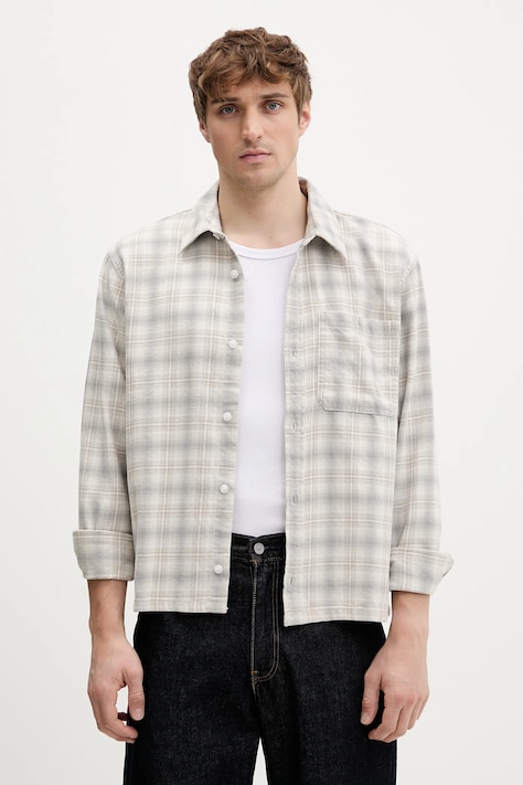 Hollister Co. koszula bawełniana męska kolor beżowy relaxed z kołnierzykiem klasycznym KI325-5249-108