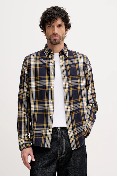 Gant koszula bawełniana męska kolor granatowy regular z kołnierzykiem button-down 3250243