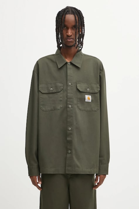 Carhartt WIP koszula L/S Craft męska kolor zielony relaxed I033814.63XX