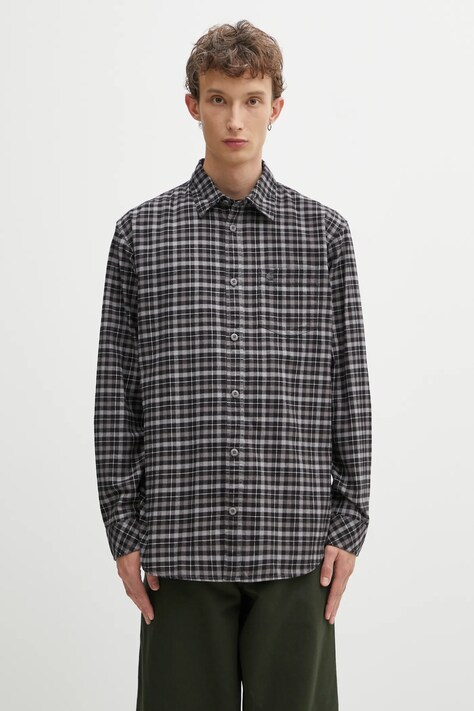 Carhartt WIP koszula bawełniana L/S Widmark męska kolor szary relaxed z kołnierzykiem klasycznym I035326.35QXX