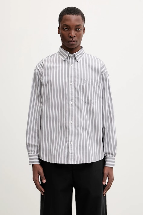 Carhartt WIP koszula bawełniana L/S Malden męska kolor szary relaxed z kołnierzykiem button-down I035334.3CXXX