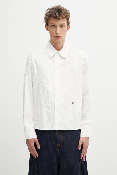 Ader Error koszula z domieszką lnu SHIRT męska kolor biały regular z kołnierzykiem klasycznym BO01FWSH0101OW