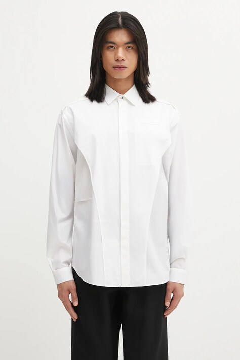 Βαμβακερό πουκάμισο Undercover ανδρικό, χρώμα: άσπρο, UC2E4405