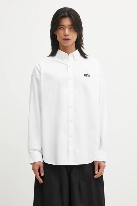 AAPE koszula bawełniana Now męska kolor biały relaxed z kołnierzykiem button-down AAPSTM8540XXP