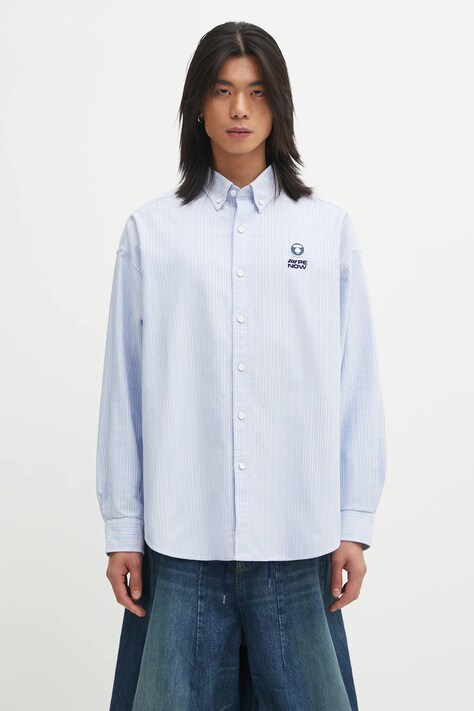 AAPE koszula bawełniana Now męska kolor niebieski relaxed z kołnierzykiem button-down AAPSTM8541XXP